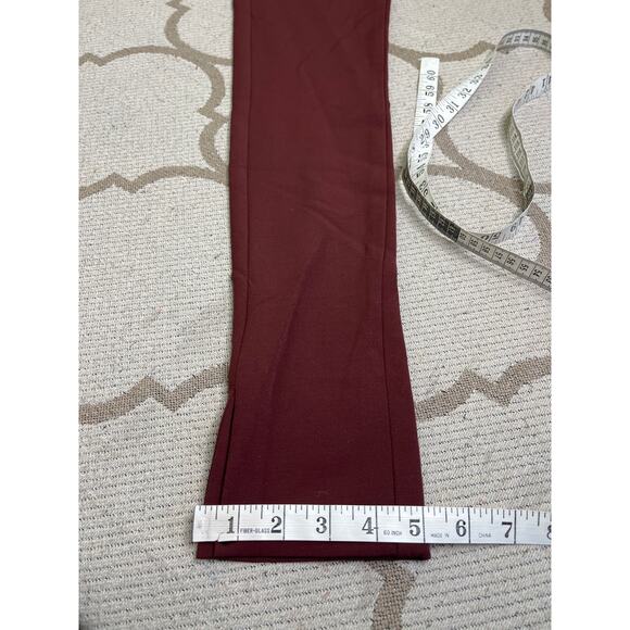 AKRIS slim stretch skinny viscose interior slit hem burgundy pants, size 4 - Picture 11 of 13